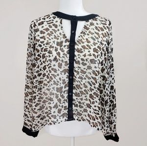 Elodie Sheer Leopard Print Keyhole Top Sz. S